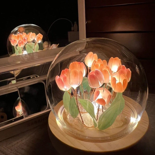 Lámpara De Mesa Led Con Luz Nocturna Decorativa, Tulipán Art