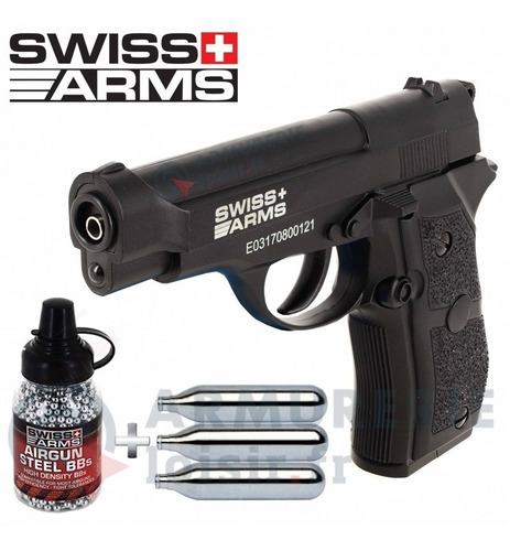 Pistola Swiss Arms P84 Co2 4.5m 130 M/s. + 2 Co2 + 500bb