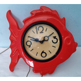 Antiguo Reloj De Pared Eléctrico Pez Rojo/naranja No Anda