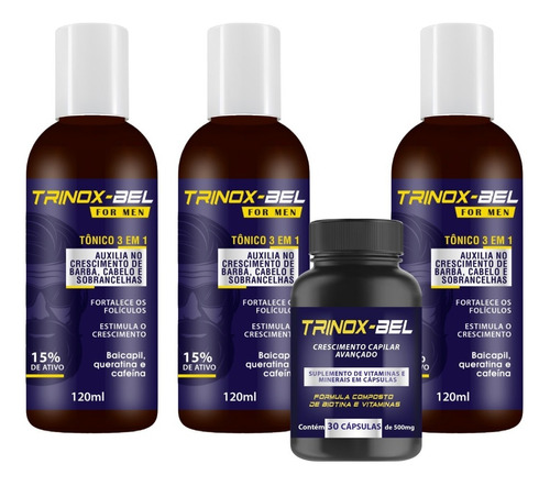  Trinox Bel 15% De Ativo (trioxidil) 120ml 3 Unidades