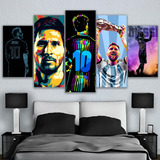 5 Cuadros Decorativos Messi Colorido Artistico Abstracto Art
