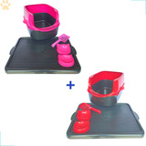 Caixa De Areia De Gato Com Tapete Higienico Para Gato Kit 4 Cor Rosa + Vermelho