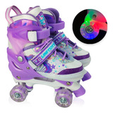 Patins Infantil Feminino 4 Rodas Com Led Unitoys Sereia