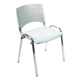 Silla De Escritorio Mobilarg Lisy Fija Plástica S/brazos Base Cromada  Blanca