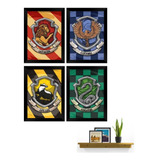 Kit Quadros Decorativos Geek Moldura Casas Harry Potter