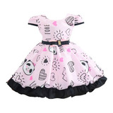 Vestido Infantil Panda Rosa Bebê Luxo Fantasia Roupa De Urso