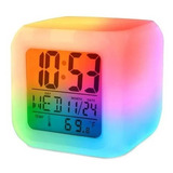 Reloj Alarma Despertador Cubo Luminoso Digital 8 Colores Led