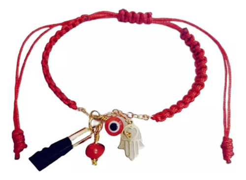 Pulsera Protección Azabache Y Mano De Fátima En Baño De Oro