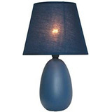 Lámpara De Mesa (cerámica, Ovalada, Color Azul Alm