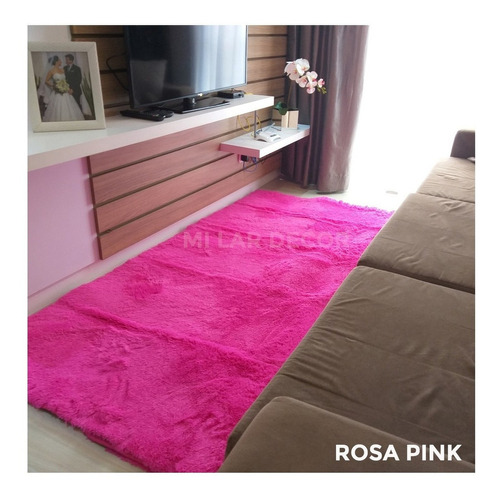 Tapete 2,00x1,00 Super Peludo Passadeira Quarto Corredor Cor Rosa Pink