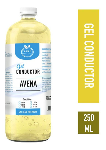 Gel Conductor Con Extracto De Avena 250 Ml Marca Sane