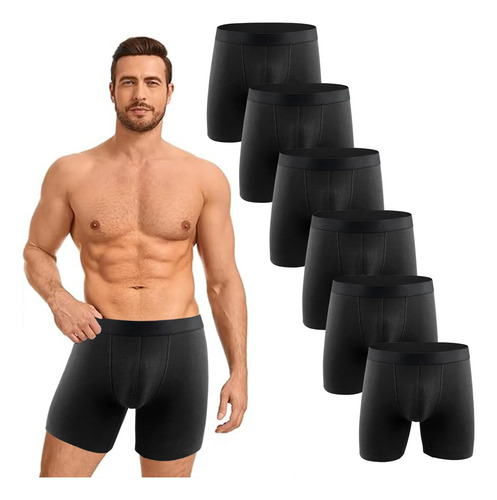 6 Pack Bóxers Largos Liso Transpirable Algodón Hombre Trusas | MercadoLibre