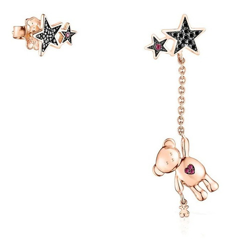 Aretes Teddy Bear Stars Plata Vermeil Rosa Tous Regalo Mujer