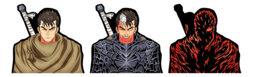 Sticker 3d Movimiento Anime Berserk Guerrero Negro Guts
