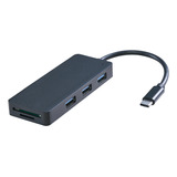 Hub Usb 3.0 Negro 5 En 1 Con 3 Puertos Tipo C Micro