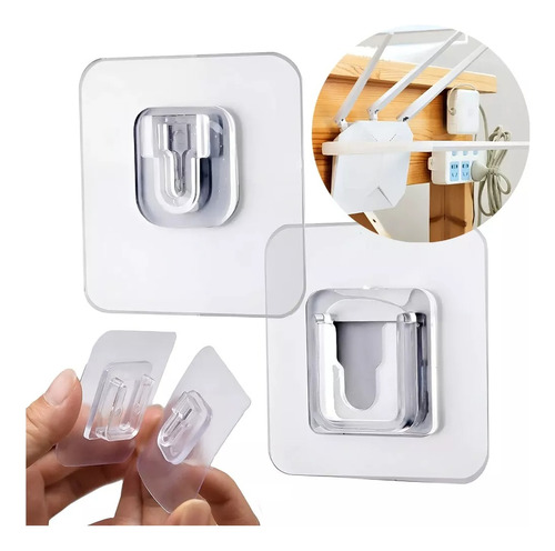 Pack X4 Colgador Autoadhesivo Macho Hembra Mesa Cocina Baño