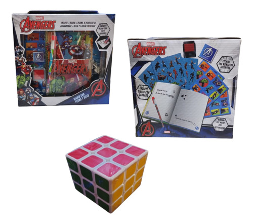 Rubik 3x3 Con Diario Avengers Candado 100 Pegatinas Y Sello.