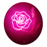Cartel Flor Rosa En Neón Led / Flex / Decoración