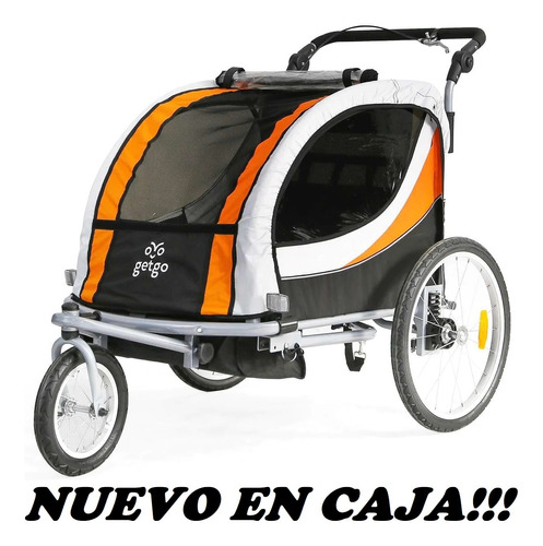 Rin 20 Remolque Bicicleta 2 Niños Naranja Getgo En Caja
