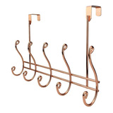 Cabide Suporte De Porta Com 5 Ganchos Luxo Rose Gold Forte