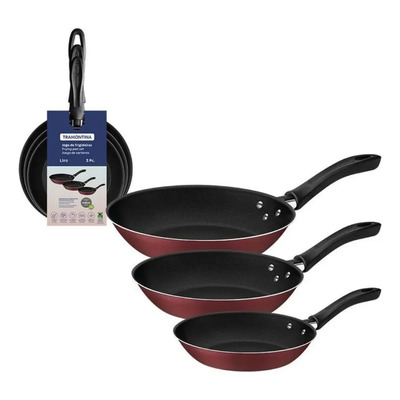Pack X3 Sartenes Rojas Tramontina Caribe Rojo