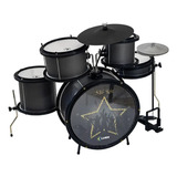 Bateria Infantil Luen Star Kids Preta Completa