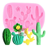 Molde De Silicona Cactus Suculenta Porcelana Fria Fondant 