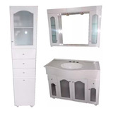 Juego Baño Mueble Vanitory Blanco 100 Peinador Vidrio Tolva