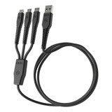 Cable Cargador Sleve Line X Usb A Triple Usb Black