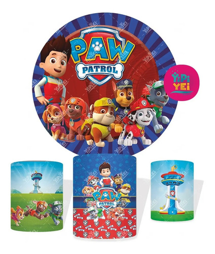 Lonas Paw Patrol Para Mampara Redonda 2m Y 3 Cilindros