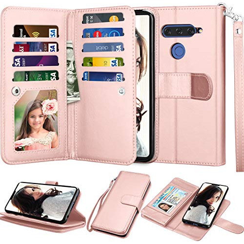 Funda Cartera Para LG V40 Thinq V40 V40 Storm Rosa Dorado 20