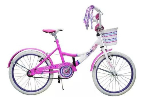 Bicicleta Rodado 20 Playera Stark Flower Nena Canasto Porta