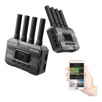Kit Transmisor Y Receptor De Cámara Video Inalámbrico HDMI De 2.4GHz + 5GHz Doble Banda ACCSOON CineView HE, 1200ft\u002F350m de alcance, 0.06s de latencia, livestream UVC, monitoreo hasta en 4 dispositivo | Meses sin interés