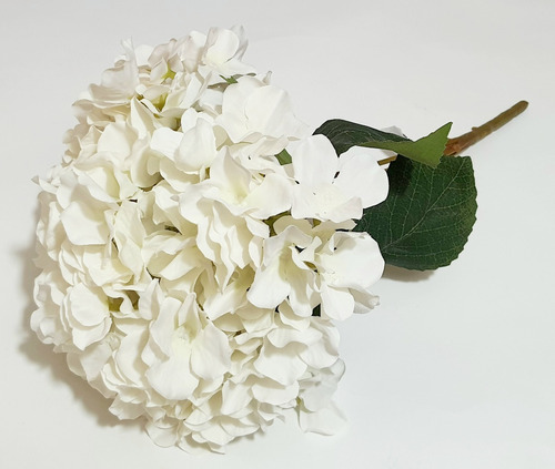 Flor Hortensia Artificial Seda Ramo 5 Cabezas Follaje 45 Cm