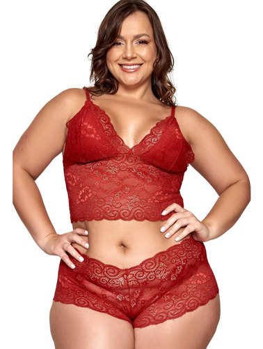 Conjunto Espera Marido Plus Size Lingerie Sexy Moda Luxo