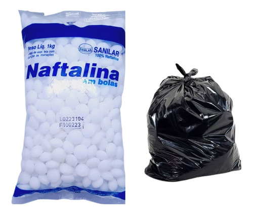 Naftalina Mata Traca Traça Inseto + 1kilo De Saco 40 Litros