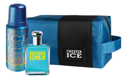 Perfume Hombre Chester Ice 60ml + Desodorante + Bolso Necessaire
