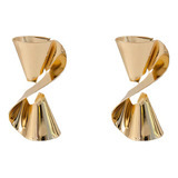 Aretes Grandes Rodio Dorado Flor Espirales Elegantes