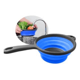 Escorredor De Alimentos Retrátil Silicone Macarrão Saladas Cor Azul