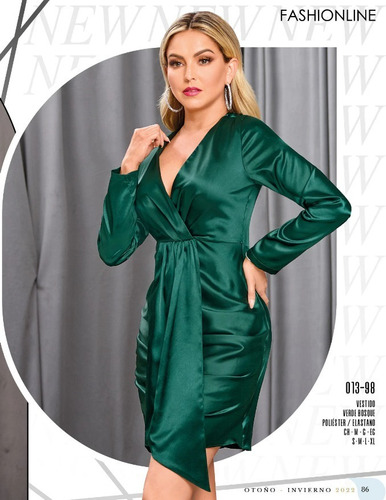 Vestido Cklass 013-98 Verde Botella Satin Outlet/saldos Mchn