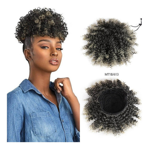 Afro Puff Fibra Sintética Cabello Rizado Cola 15cm