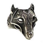 Anillo Lobo Dios Fenrir Celta Nudo Triqueta Acero Inoxidable