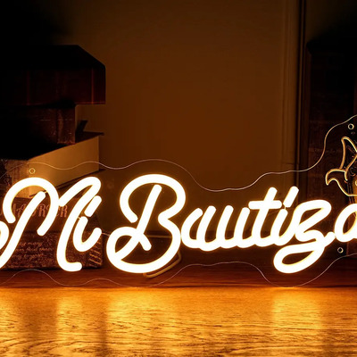 Letrero Led Neón Mi Bautizo +paloma Fiesta Decoración | Envío gratis