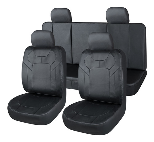 Funda Cubre Asiento Cuerina Auto Universal Completa Negra.