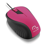 Mouse Emborrachado Rosa Com Preto Multilaser  Mo223