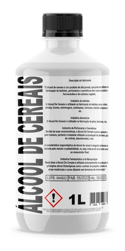 Álcool De Cereais 96ºgl Puro 2lt  Perfume Essencia