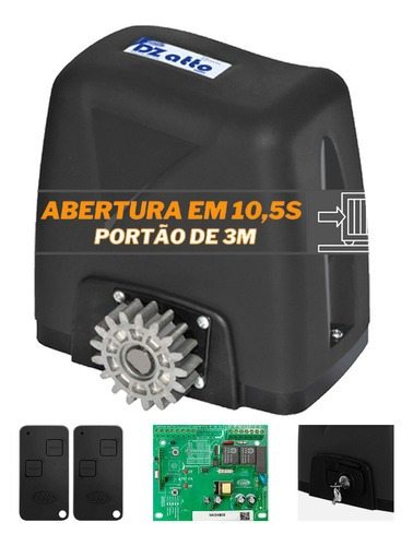 Portão Automático Automatizador Deslizante Rossi Dz Atto Frequência 60 Hz Tamanho Da Engrenagem 17 Dentes 220v