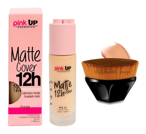 Maquillaje Líquido Acabado Mate Cover Pink Up + Brocha Kabuk