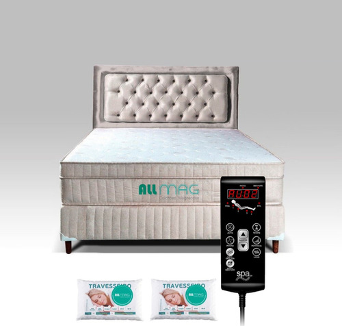 Cama Box Casal D33 Massageador Bioquântico Cabeceir 2 Traves