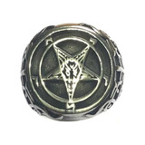 Anel Baphomet Pentagrama Invertido Satanismo Lavey Leviathan